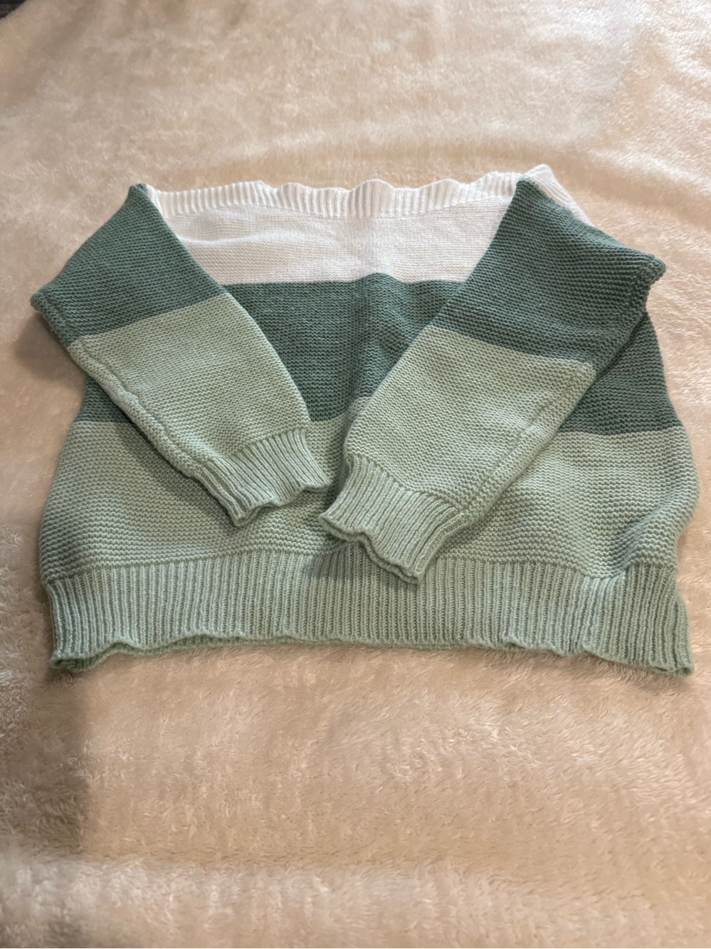 Striped Sweater in Sage and White